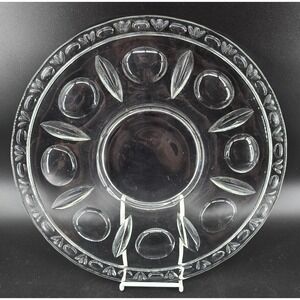 Vtg Colony Classique Clear Glass Platter EAPG Large 14" Torte Plate Oval Dot MCM